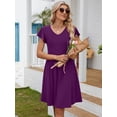 thumbnail image 3 of Chiclily Summer Dresses for Women Ruffle Sleeve Midi Dress Boho Beach Sundress with Pockets, Purple 2XL, 3 of 7