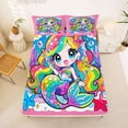 thumbnail image 5 of Erosebridal Cartoon Kawaii Mermaid Bed Sheets,Cute Rainbow Coral Starfish King Sheets For Girly 4-Piece, 5 of 6