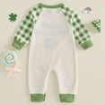thumbnail image 6 of WUANDIXFA Baby Boy Girl St Patricks Day Outfit Charmer Clover Embroidery Long Sleeve Romper Jumpsuit Irish Outfit (Beige, 3-6 Months), 6 of 6