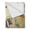 thumbnail image 2 of Farm Animal Soft Flannel Fleece Throw Blanket, Vintage Agriculture Illustration of Dairy Cows at Countryside Livestock, Cozy Plush for Indoor and Outdoor Use, 50" x 60", Multicolor, by Ambesonne, 2 of 5