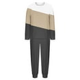 thumbnail image 6 of AINIYS Womens Pjs 2 Piece Crewneck Long Sleeve Pullover Pajamas Cuffed Pants Soft Color Block Sleepwear Casual Loungewear Sets Khaki Pajamas for Women _j L, 6 of 7