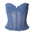 thumbnail image 4 of KHONTS Women's Y2k Bustier Corset Tops Going out Overbust Corset Tops Strapless Lace up Mesh Bustier Tops Light Blue S, 4 of 8