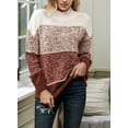 thumbnail image 2 of Asyoly Womens Color Block Stripe Turtleneck Sweater Casual Long Sleeve Pullover Fall Winter Knit Jumper Tops, 2 of 7