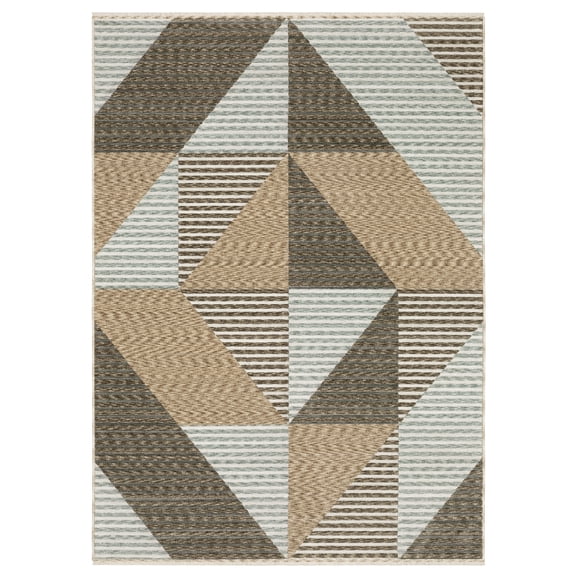 Oriental Weavers Echo ECH04 - Machine Woven Indoor Area Rug - 7'10" x 10'10" - in Beige/ Grey - Contemporary Style,Dining Room, Bedroom, Livingroom Rug