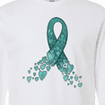 thumbnail image 4 of Inktastic Ovarian Cancer Awareness Teal Ribbon Made of Hearts Long Sleeve T-Shirt, 4 of 5
