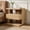 Natural, variant on Euroco Modern Floating Nightstand with Drawer, Wood Bedside Table with 3-Tier Open Storage Shelves ,Unique C-Shape End Table for Bedroom,Living Room,Space-Saving,Black