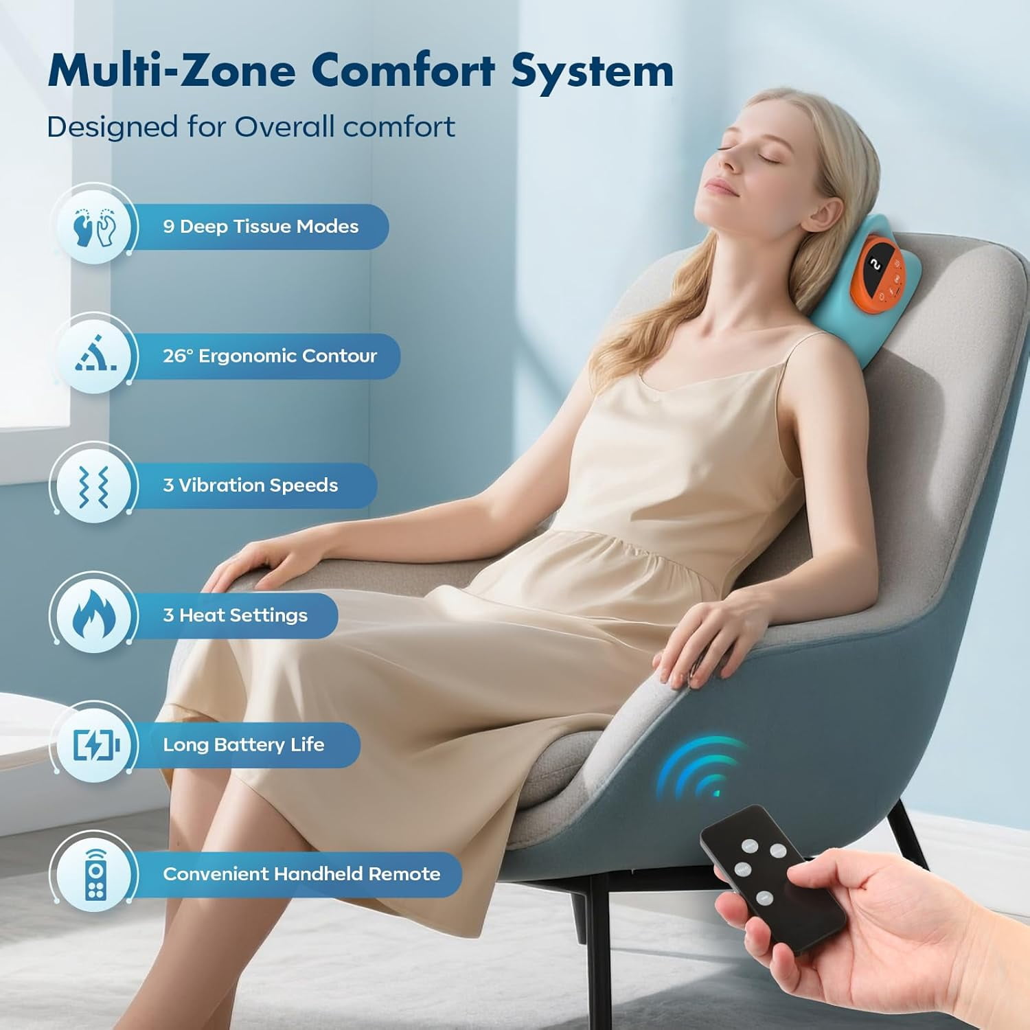 2026 New 3-in-1 Neck Massager Heated Neck Massage Pillow Pulsed Vibration Massage Deep Tissue Massage Pillow Suitable for Neck, Back and Shoulder