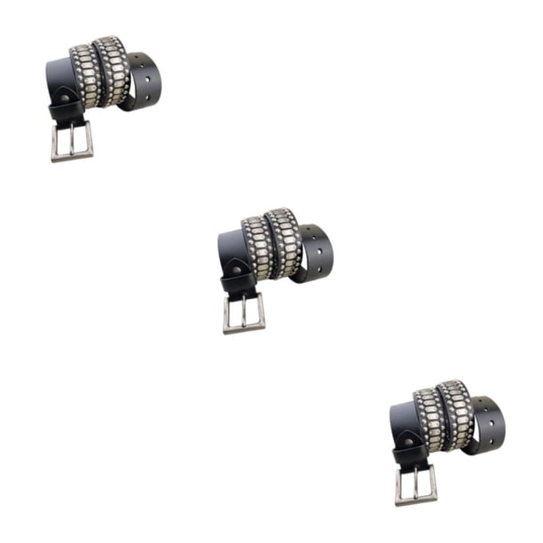 Cinturón de cuero Qarigey negro de 125 cm estilo punk