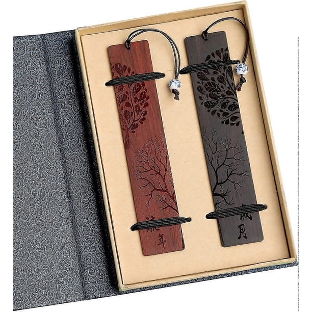 Bookmarks -Wood Handmade Carving Natural Wooden Bookmark for Kids,Women,Men,Friends (1 Set of 2 Pcs)