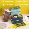 thumbnail image 2 of Fiambrera, caja bento de 1400 ml con cuchara y tenedor, apilable, 2 capas, 3 compartimentos, a prueba de fugas, japonesa, recipiente para preparación de comidas, 2 of 4