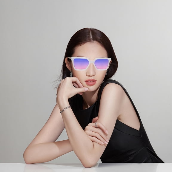 YUYUETIME 1Pc Summer Decorative Sunglasses White Metal Frame Strong Durable Perfect for Beach Photos