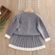 thumbnail image 5 of Cowsor Baby Girls Cute 2 Piece Outfits Button Down Bowknot Cardigan Sweater A-Line Knitted Pleated Mini Skirt Sets, 5 of 7