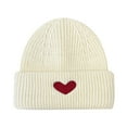 thumbnail image 2 of LIZUOJUN Under $3 Beanie Hats for Men and Women Heart Embroidery Knit Skull Cap with Ear Flap Warm Winter Cute Casual Outdoor One Size Beige, 2 of 3