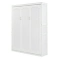 thumbnail image 4 of Tensun Queen Murphy Bed: Contemporary Horizontal Wall Bed Frame with Shelves, Wood Cabinet, White, 4 of 5