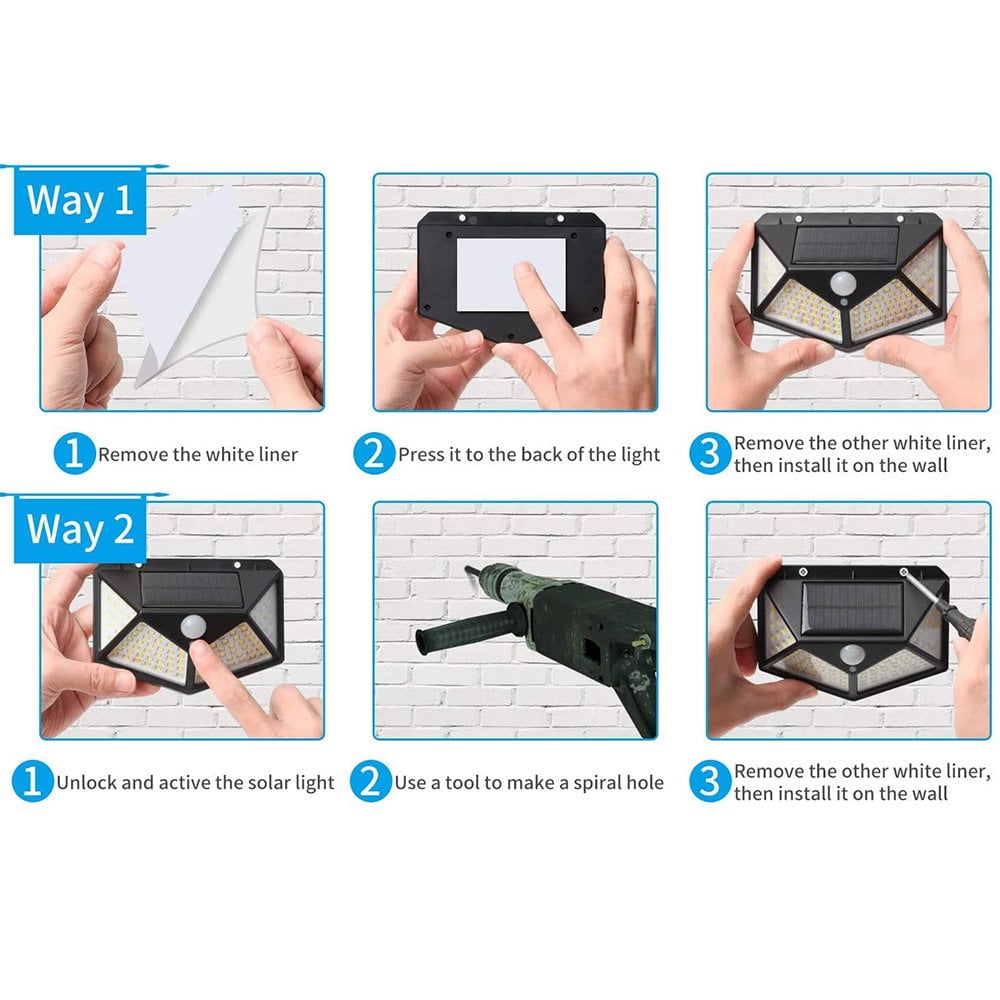 Solar Lights Outdoor 100LED/3 Modes 270° Lighting Angle Motion Sensor Security Lights, Wireless IP65 Waterproof Wall Lights Solar Powered, Bright for Backyard Garden Fence Patio Front Door-8Pack