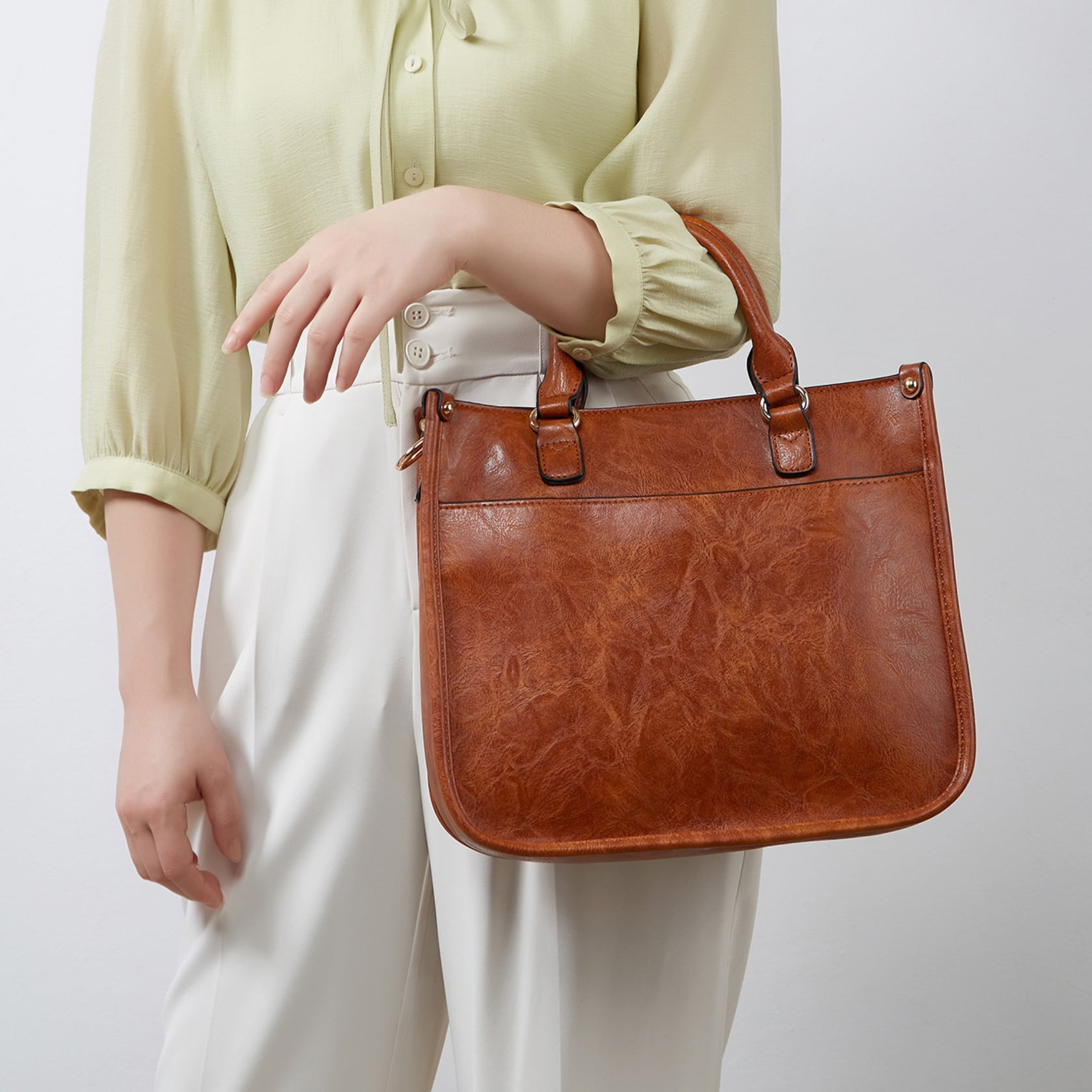 Crossbody Handbags for Women with Top Carry Handle, Vegan Leather Purses and Over-Shoulder Strap