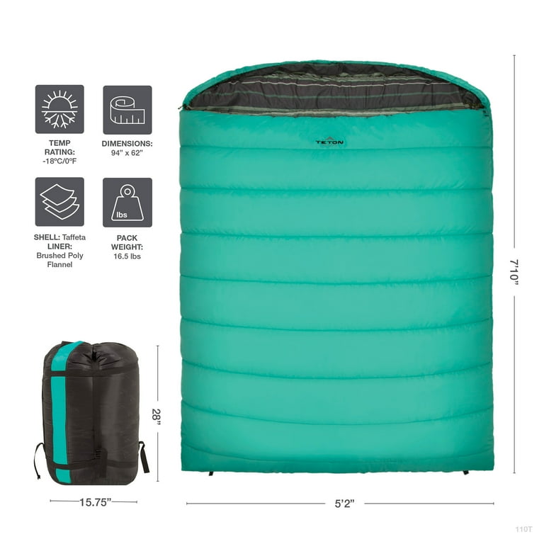 TETON Sports Mammoth 0F Comfortable Mummy Double Sleeping Bag for