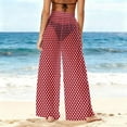 thumbnail image 2 of Women's Bohemian Chiffon Wide-Leg Pants Polka Dot Lightweight Sheer Mesh Pants Sun Protection Beach Trousers,XXL,Wine, 2 of 6