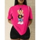 thumbnail image 3 of Camiseta Blusa De Manga Corta Con Cuello Redondo Impresa De Oso Para Mujer Color Fucsia Talla Chica Marca Emil SaEs, 3 of 4