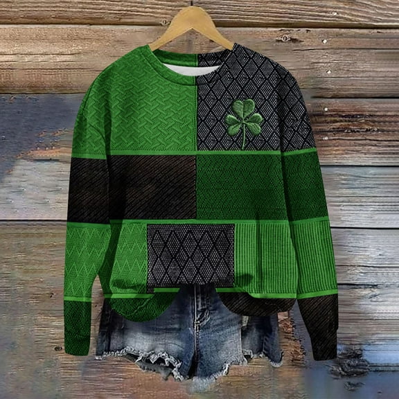 Otvok Sweatshirts for Women St. Patrick'S Day Loose Sweatshirt Shoulder Long Sleeve Cute Shirts Fall