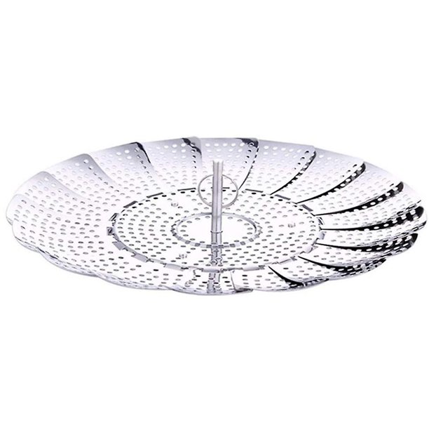 yellow Cesta de vapor plegable Cesta de vapor ajustable Cesta de vapor de acero inoxidable Cesta de vapor de verduras Cesta de vapor Vaporizador plegable con tirador anticaliente
