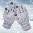 thumbnail image 2 of JFGHDG Touchscreen Winter Gloves for Men Women, Warm Knit Textured Full Finger Gloves Non‑Slip Elastic Cuff Thermal Gloves for Running Driving Cycling Cold Weather Gray One Size, 2 of 3