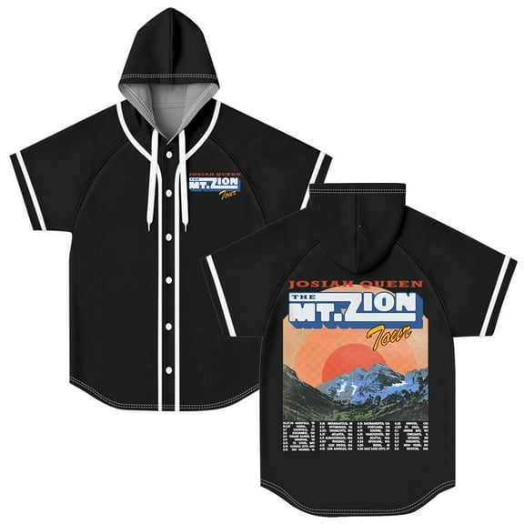 Josiah Queen The Mt. Zion Tour Merch Hooded Baseball Jersey Short Sleeve Shirt Women Men Crewneck Tee