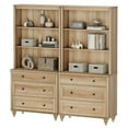 thumbnail image 6 of WAMPAT 72" Bookshelf with 3 Drawers, Tall Bookcase Large Display Book Case Shelf with 3 Tier Open Book Shelves，Library Wooden Bookshelves for Living Room,Office, Bedroom, Oak (2PCS), 6 of 7