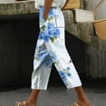 thumbnail image 2 of QATAINLAV Capris Pants with Pockets for Women Trendy Floral Print Cropped Trousers Summer Casual Drawstring Beach Pants Outdoor Straight Leg Capri Pants Lightening Sales Multicolor L, 2 of 6