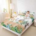 thumbnail image 4 of Manfei Giraffe Lion Elephant Tiger 4-Piece Full Size Sheets,Botanical Plants Bed Sheets,Lodge Cabin Lightweight Sheet Sets,Super Cozy Kawaii Bedroom Decorative, 4 of 7
