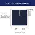thumbnail image 5 of Top Split Head Flex Sheet Set-for Adjustable Bed-4 Pcs -100% Egyptain Cotton 700 Thread Count - 15-Inch Deep Pocket - Queen Size Navy Blue Solid - Split Down 36 inches from The top, 5 of 5