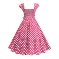thumbnail image 6 of Sexlip Womens Red Polka Dot Fit Flare Dress Square Neck Design Lightweight Fabric Relaxed Silhouette for Party Wear Pink XL, 6 of 9
