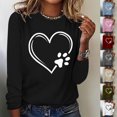 thumbnail image 5 of hxobax Paw Heart Print Tshirts for Women Trendy Fall Tops Crewneck Long Sleeve Tunic Basic Tee Shirt, 5 of 5