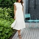thumbnail image 5 of Vestido midi informal de verano con mangas acampanadas y fruncido para mujer - Cuello redondo, cintura elástica, falda escalonada - S-XL, 5 of 8