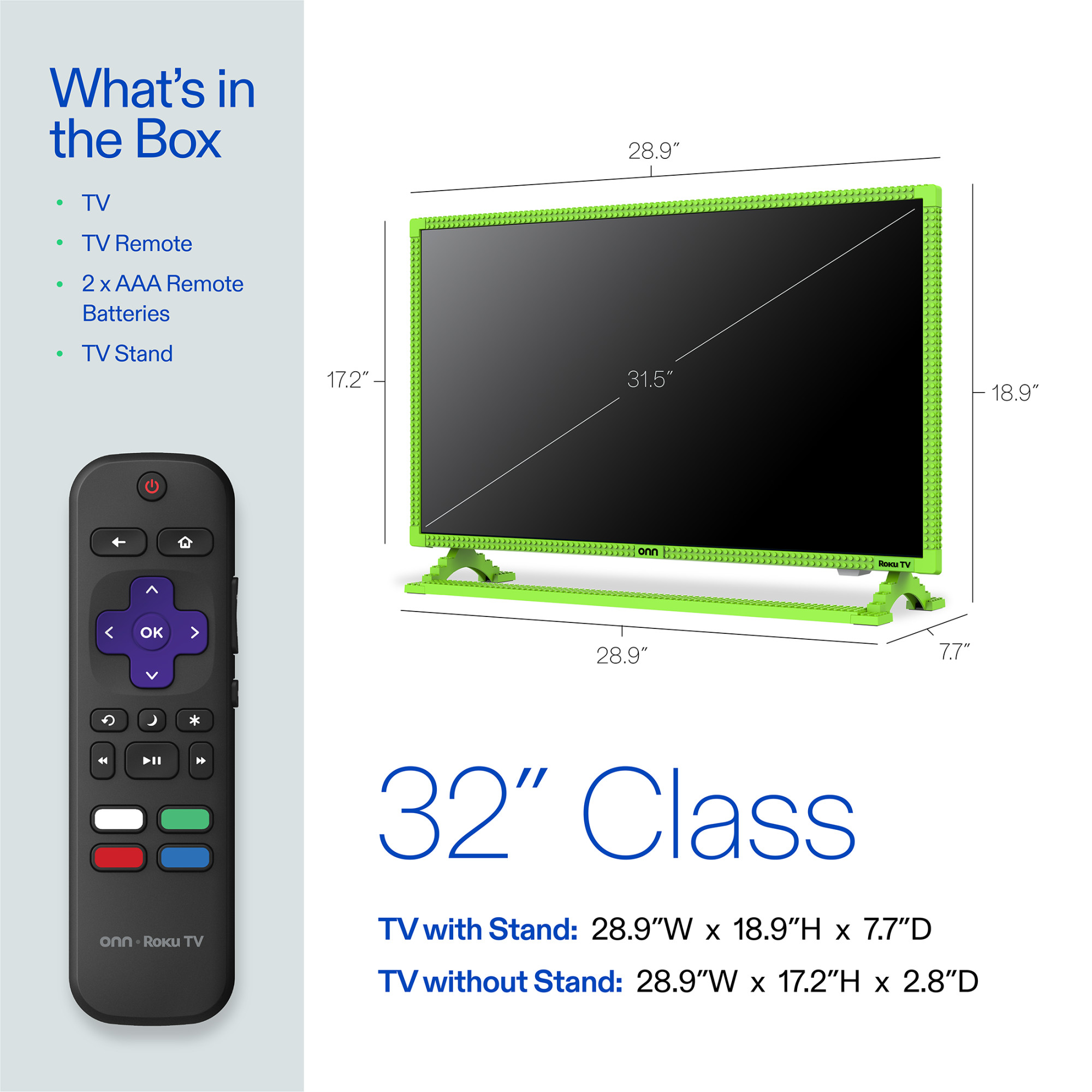 onn Smart TV Roku 32" 1080P FHD Building Block - Verde (TVBBGRN36014570) 6