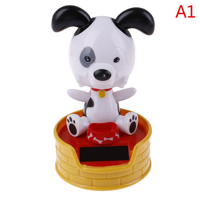 Solar Power Car Bobble Toy Dog Doll Car Ornament Kids Toy Table Stand Decor