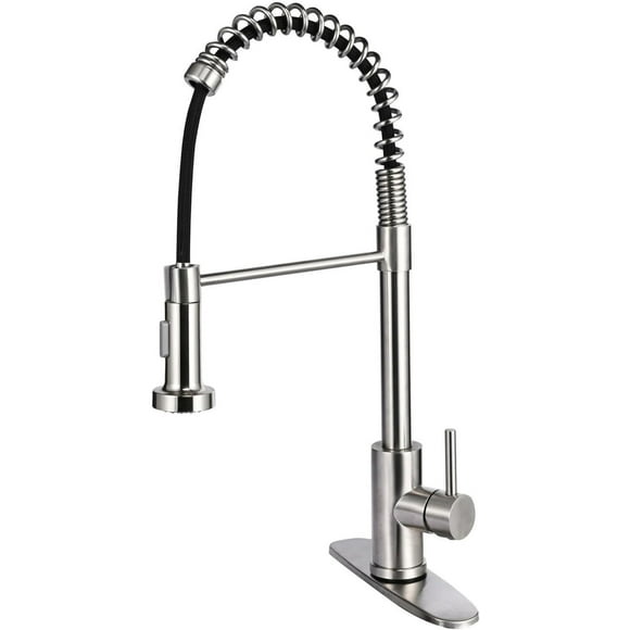 Kitchen Faucet with Pull-Down Sprayer and Adjutable Water Temperature，Stainless Steel Single-Handle Sink Faucet with Stream & Spray Mode