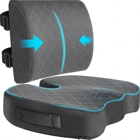 TushGuard BackSeat Cushion Car Seat Office Chair Cushions Memory Foam Lumbar Back port Pillow Portable Airplane Seat Cushion for Travel Computer Desk Wheelchair Driving Grey X-Large