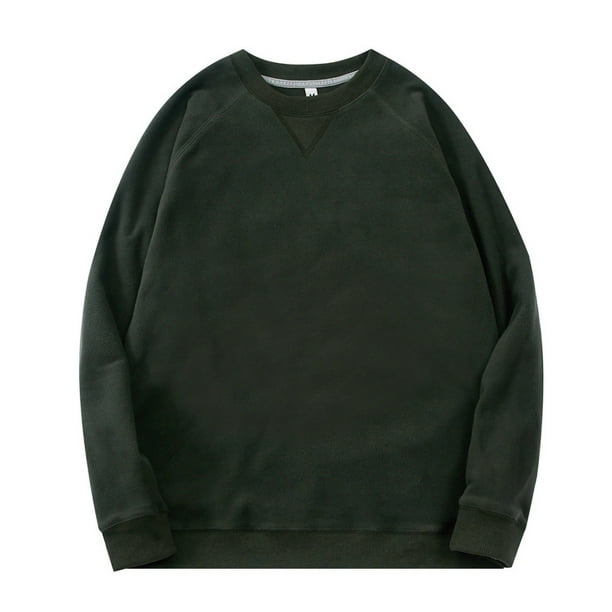 pstuiky camisa de manga larga para hombre, Sudadera con capucha de cuello redondo para hombre, color liso, holgada, informal, de manga larga, con cuello redondo camisetas de hombre xxl