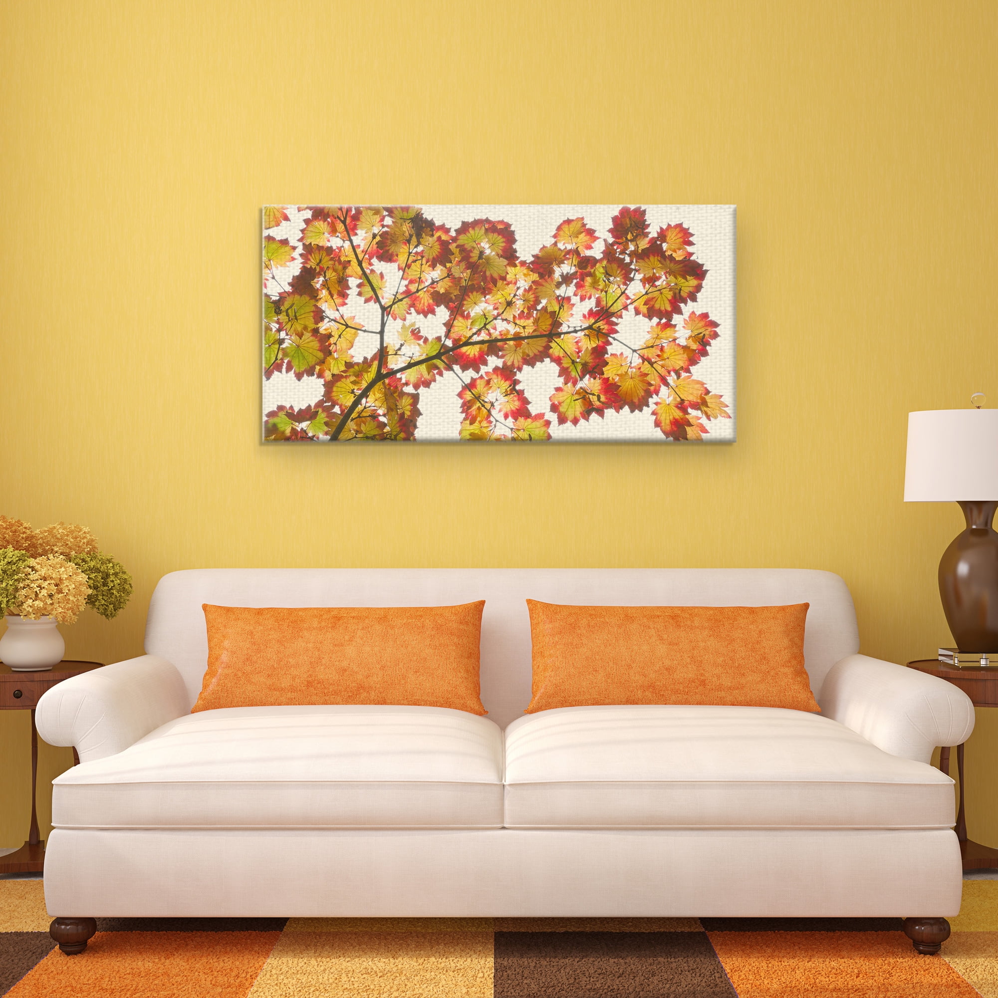 Masterpiece Art Gallery Leaf Silhouettes IV Autumn Tree Branch By Robin Constable Hanson Canvas Art Print 17" x 34"