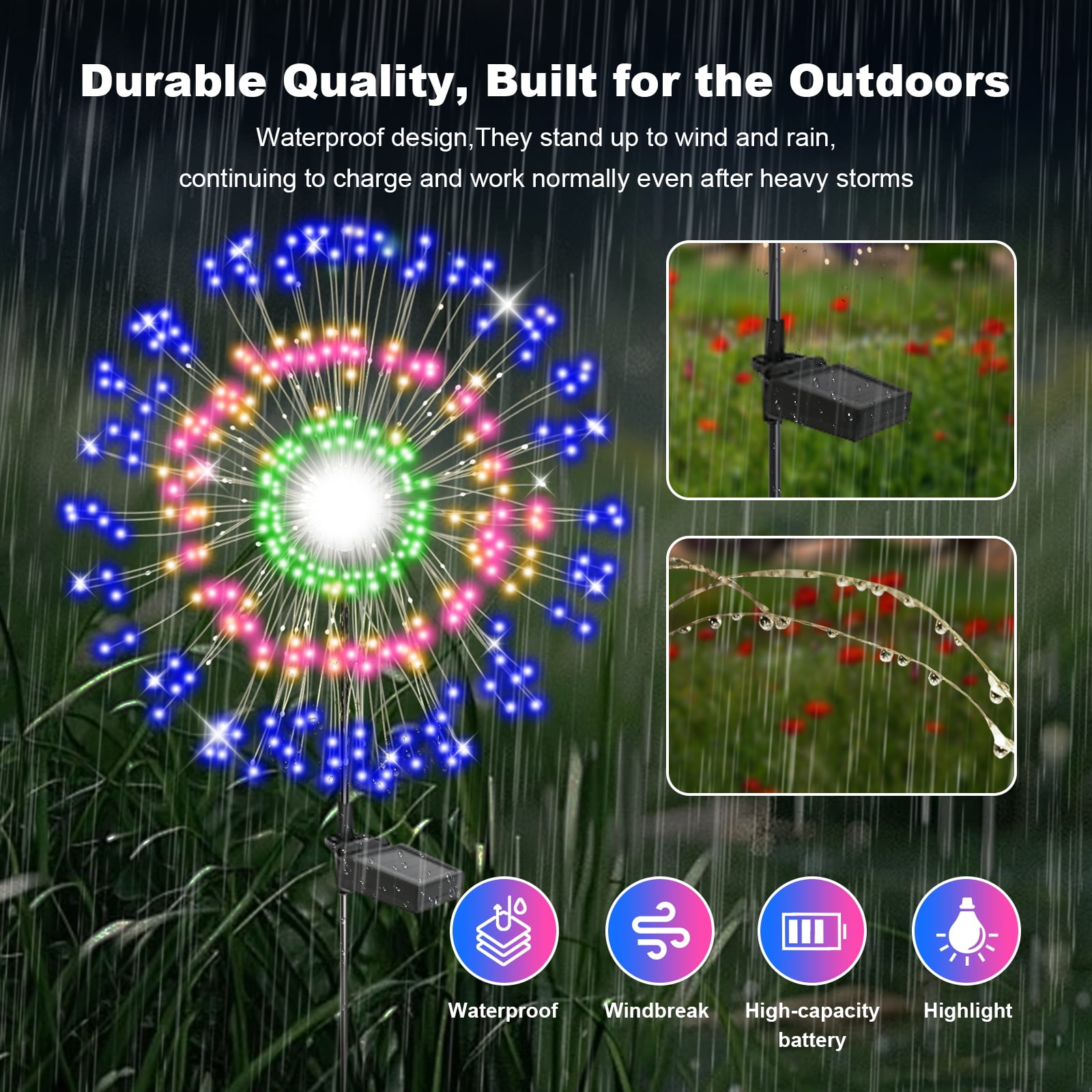 TopZoo Solar Garden Lights Outdoor, Firework Stake Lights Garden Decorative, Upgraded 180 LED Multicolor Sparklers Waterproof for Yard, Patio, Party, Christmas, Halloween, 8 Packs