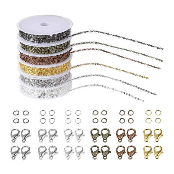 Sharplace 59 Feet Necklace Chains for Jewelry Making, 6 Colors Jewelry Making Chains with 60 Lobster Clasps 180 Open Jump in Bulk for Crafts Jewelry Making