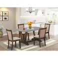 thumbnail image 2 of East West Furniture 5 Piece Modern Rustic Dining Table Set - A Cement Top Dinning Table with Trestle Base and 4 Dark Khaki Linen Fabric Kitchen Chairs - Distressed Jacobean Finish, 2 of 2