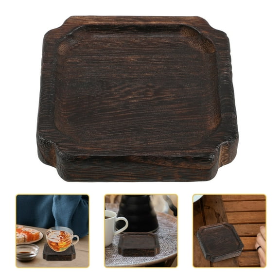 GARVALON 1Set Food Trays Wooden Tea Tray Dark Brown Rectangular For Tea Ceremony