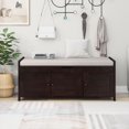thumbnail image 2 of Noble House Banc de Rangement Style Ferme, 3 Portes à Persiennes, Coussin Amovible, Rangement Dissimulé, Espresso, 2 of 14