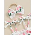 thumbnail image 5 of Bagilaanoe Newborn Baby Girl Summer Rompers Dress Print Sleeveless Bodysuits + Headband 3M 6M 12M 18M Infant Tulle Patchwork A-line Dresses, 5 of 7