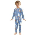 thumbnail image 3 of joogoo Sailboats Blue 2 Piece Long Sleeve Tee and Pants Cotton Pajama Set 4T, 3 of 7