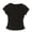 Black, variant on Womens V Neck Short Sleeve T Shirt Side Ruched Form Fitted Soft Casual Basic Tee For Daily Wear