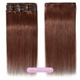 thumbnail image 2 of Benehair 100% Real Remy Human Hair Extensions Clip In 7 Pieces Full Head Invisible Soft Straight Women 8A Auburn #33, 2 of 9