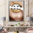 thumbnail image 3 of Designart 'Gold Leaf Lips Mouth With Pearls' Modern Framed Art Print, 3 of 4
